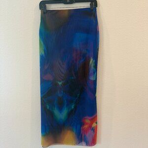 Zara Printed Mesh Pull On Skirt